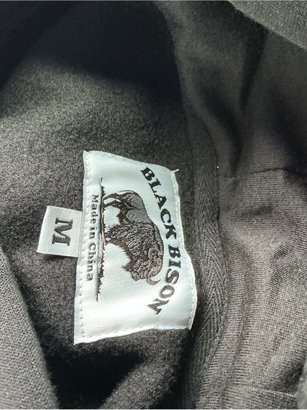 ⭐ Black Bison Black Pullover Hoodie Fleece Pocket Casual Size M L - Picture 4 of 10
